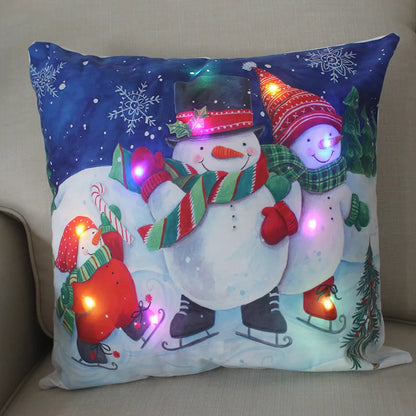 LED Glow Christmas Pillow Covers