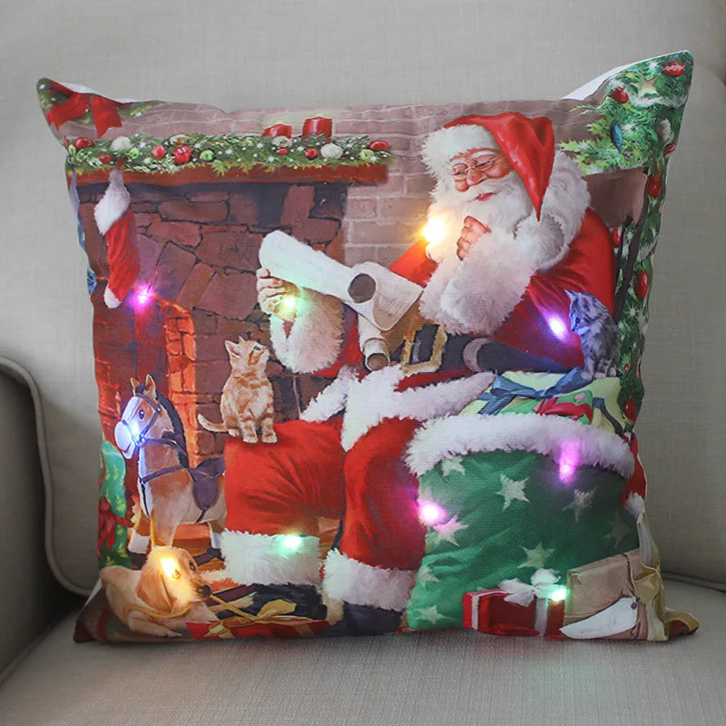 LED Glow Christmas Pillow Covers