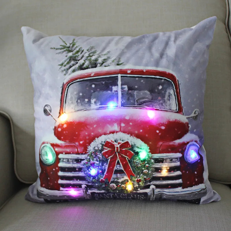 LED Glow Christmas Pillow Covers