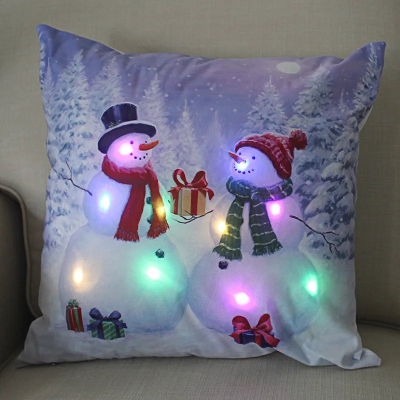 LED Glow Christmas Pillow Covers