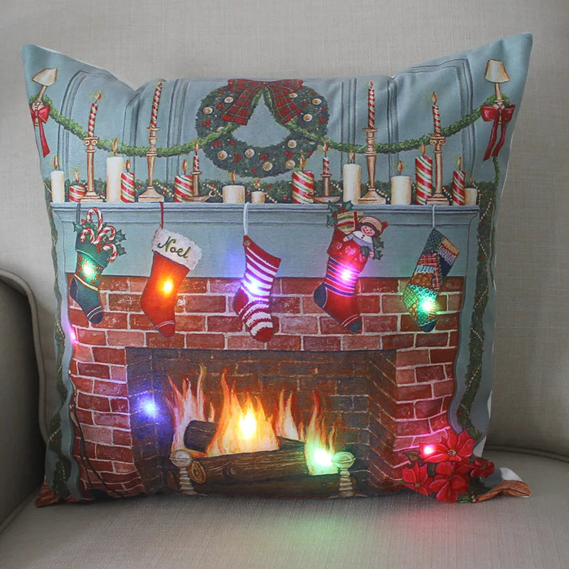 LED Glow Christmas Pillow Covers