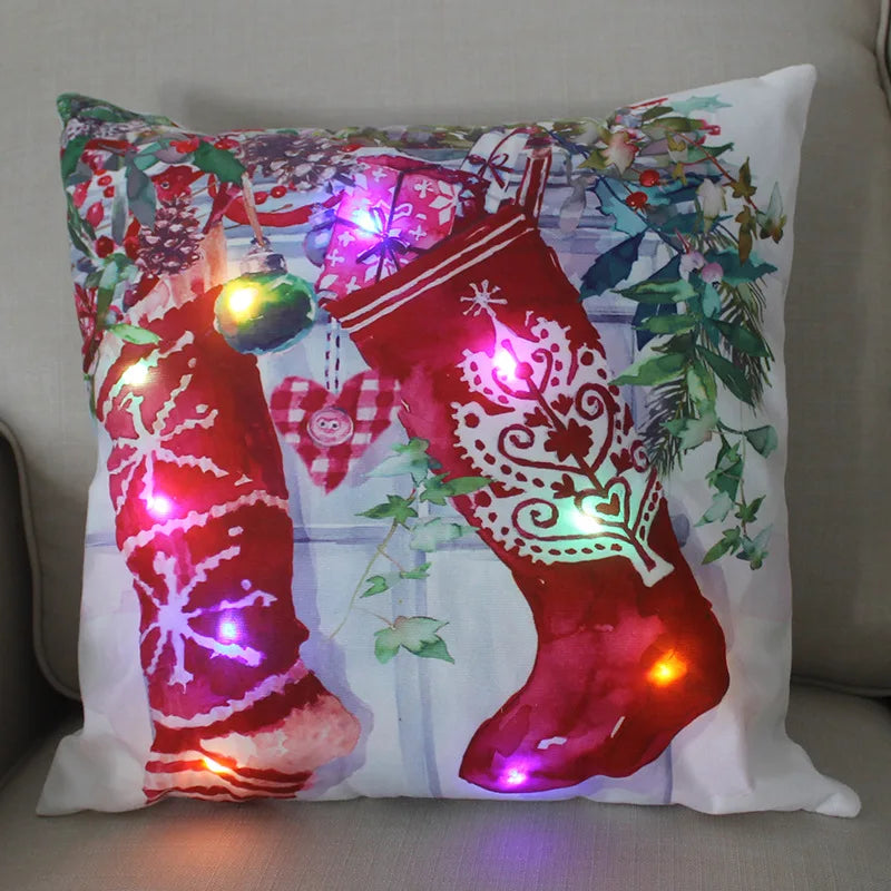 LED Glow Christmas Pillow Covers