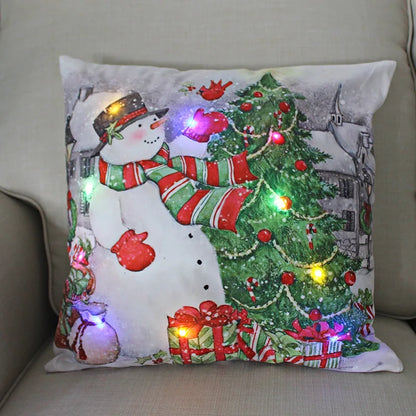 LED Glow Christmas Pillow Covers