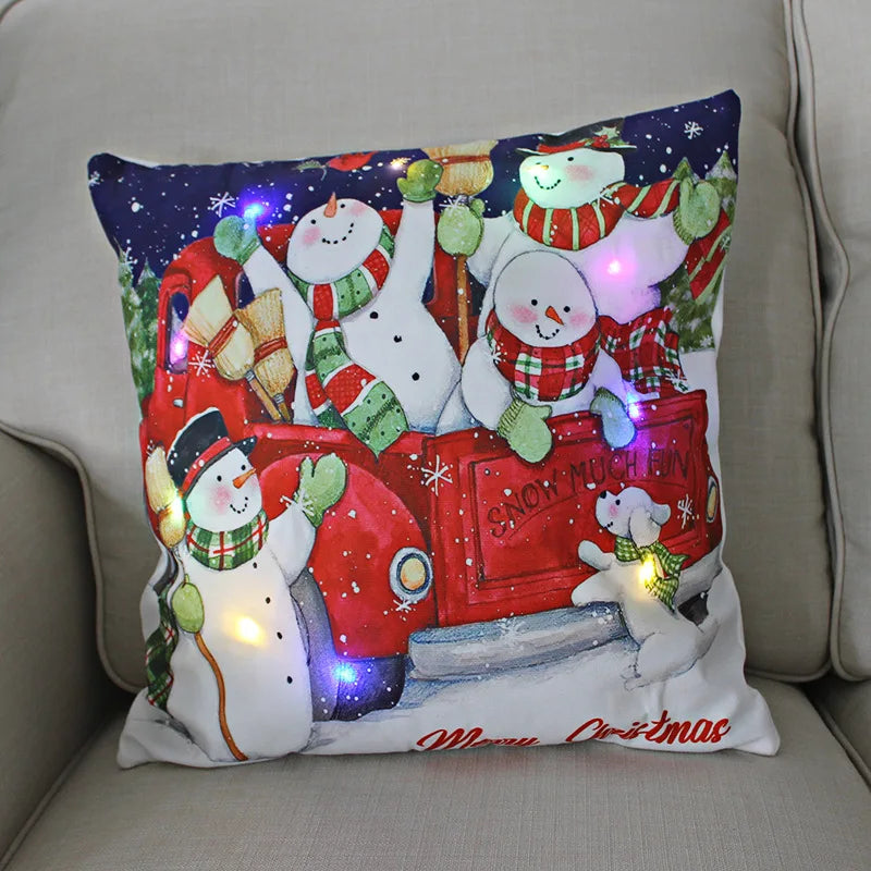 LED Glow Christmas Pillow Covers