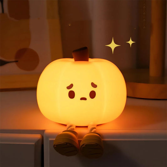 Soft Silicone Pumpkin Night Light – Safe, Dimmable & Timed Lamp