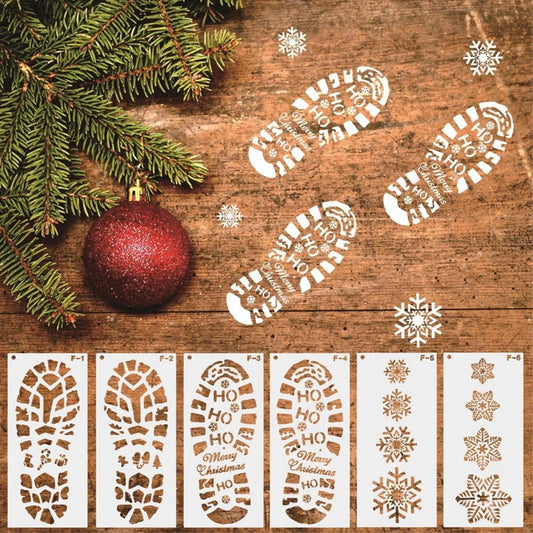 Christmas Santa & Snowflake Footprint Stencil Set – Festive Decor & Crafts