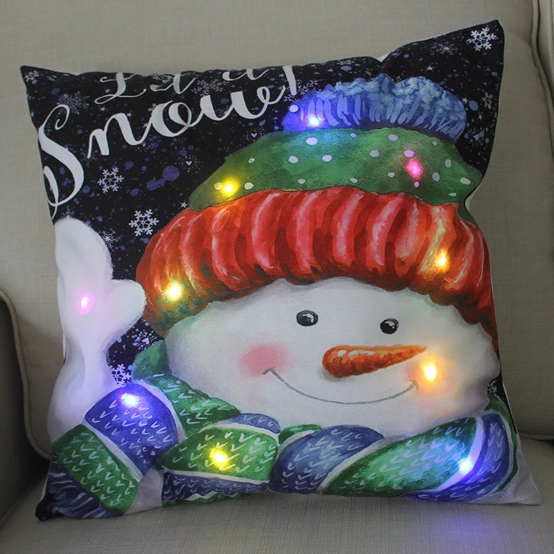 LED Glow Christmas Pillow Covers