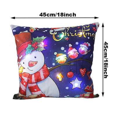 LED Glow Christmas Pillow Covers