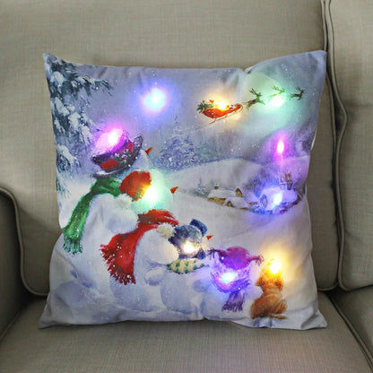 LED Glow Christmas Pillow Covers