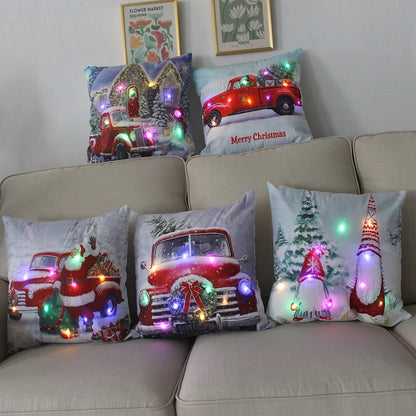 LED Glow Christmas Pillow Covers