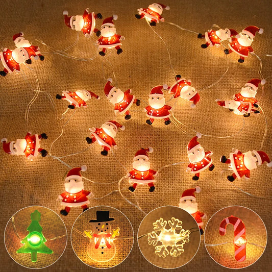 Santa & Snowflake LED Light String