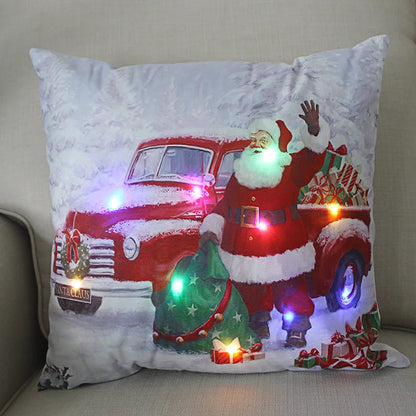 LED Glow Christmas Pillow Covers