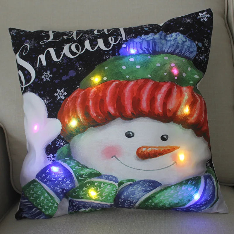 LED Glow Christmas Pillow Covers