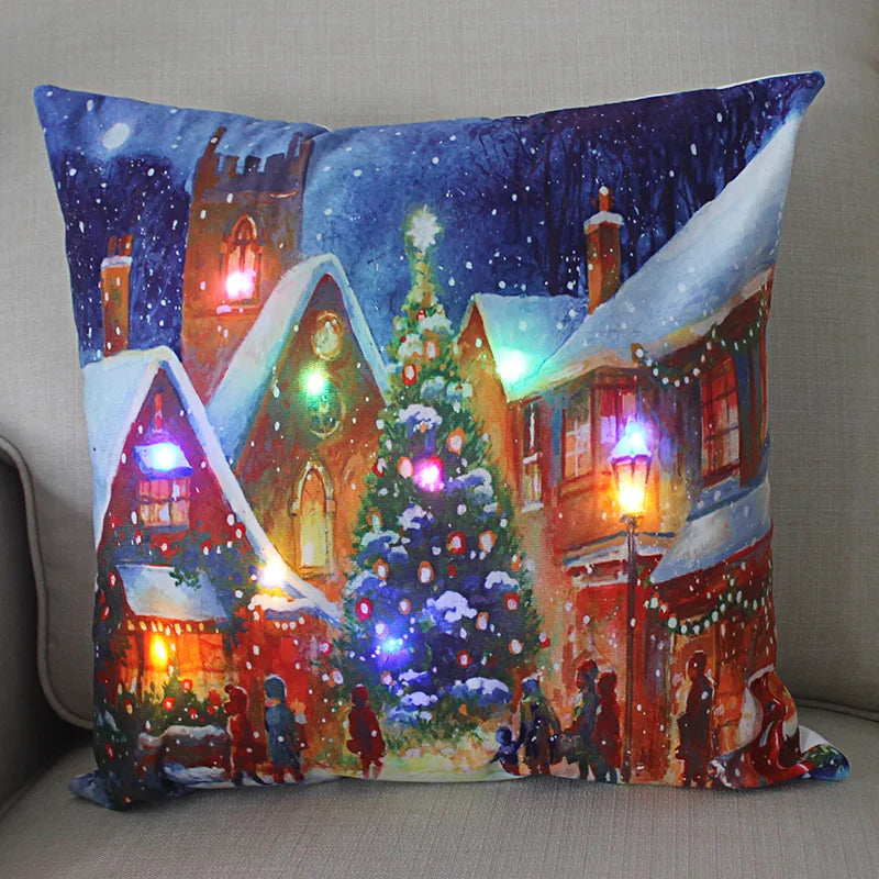 LED Glow Christmas Pillow Covers